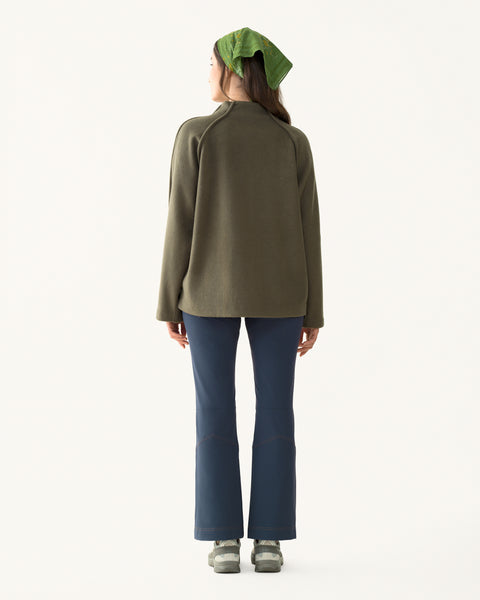 Hikerkind: Mock Neck Pile Fleece - Conifer