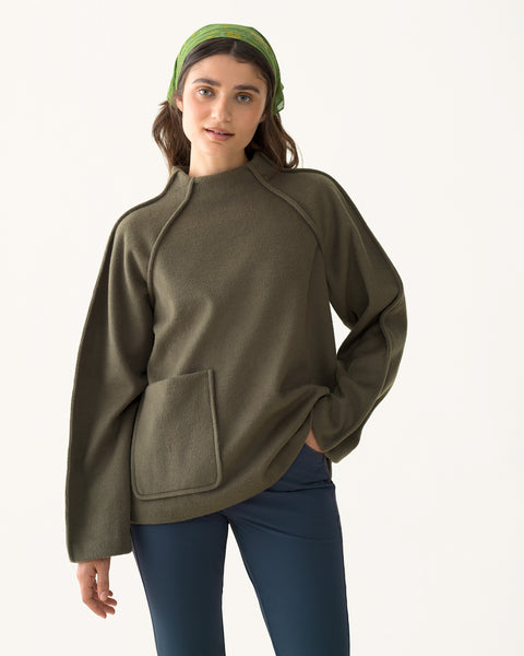 Hikerkind: Mock Neck Pile Fleece - Conifer