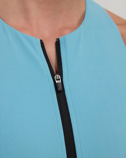 Bandit Running: Gridlock Race Crop - Vintage Blue