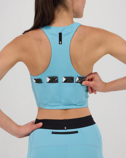 Bandit Running: Gridlock Race Crop - Vintage Blue