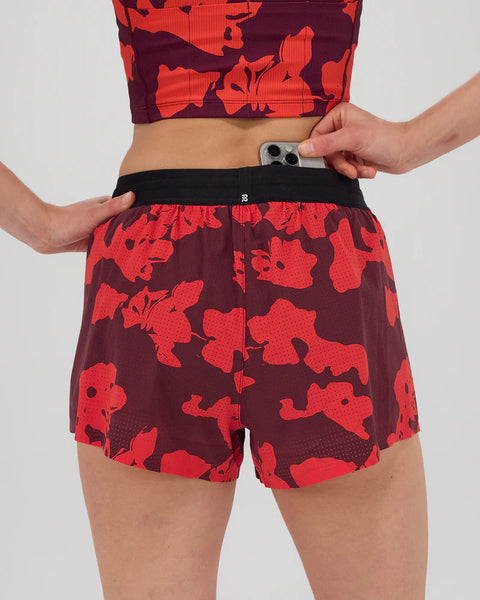 Bandit Running: Women's Vento 3" Splitty - Fleura Fig/Intense Red