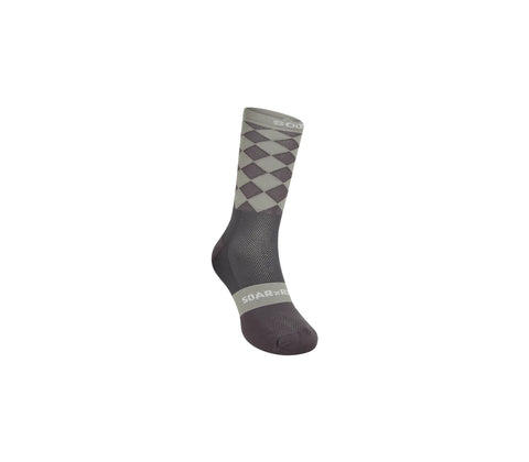 SOAR Running: Diamond Crew Sock - Dark Grey/Warm Grey