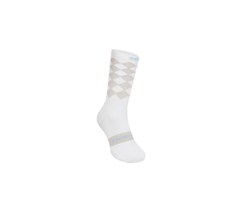 SOAR Running: Diamond Crew Sock - White/Light Grey
