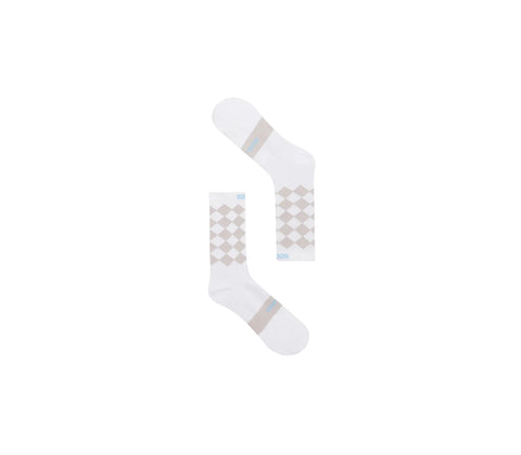 SOAR Running: Diamond Crew Sock - White/Light Grey