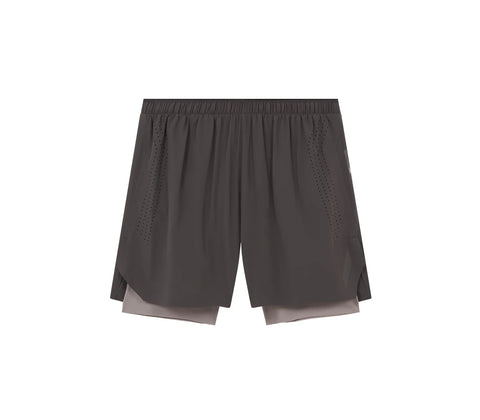Soar Running: Dual Run Shorts - Dark Grey/Warm Grey