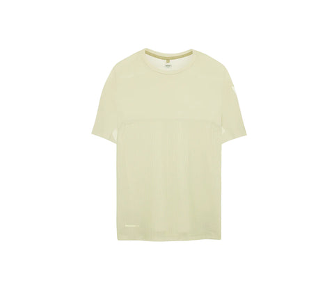 Soar Running: Women's Hot Weather Tee - Warm Grey/Yellow