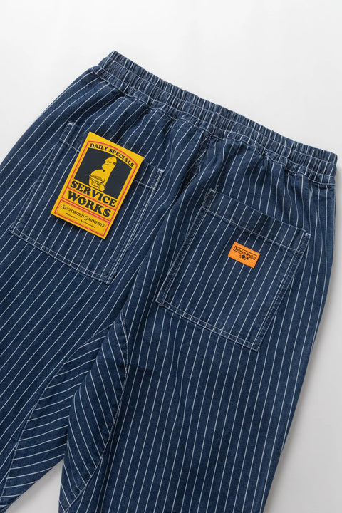 Service Works: Pinstripe Denim Chef Pants - Indigo
