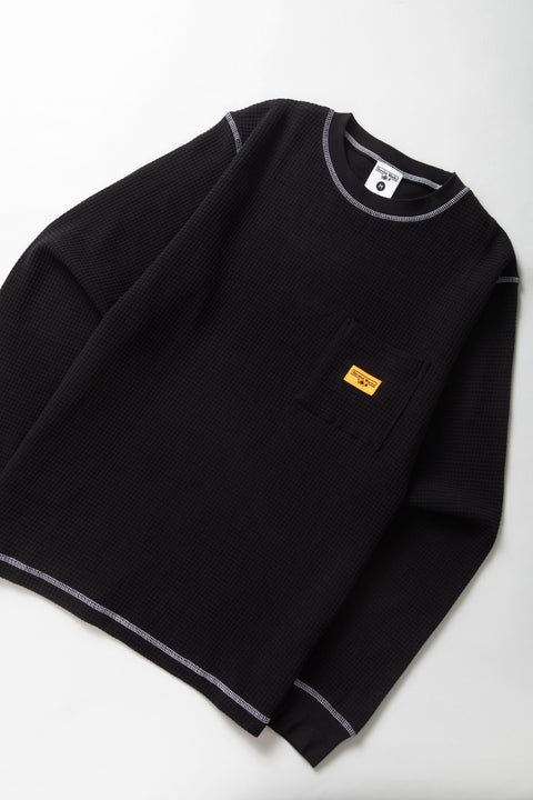 Service Works: Waffle Contrast LS Tee - Black/White