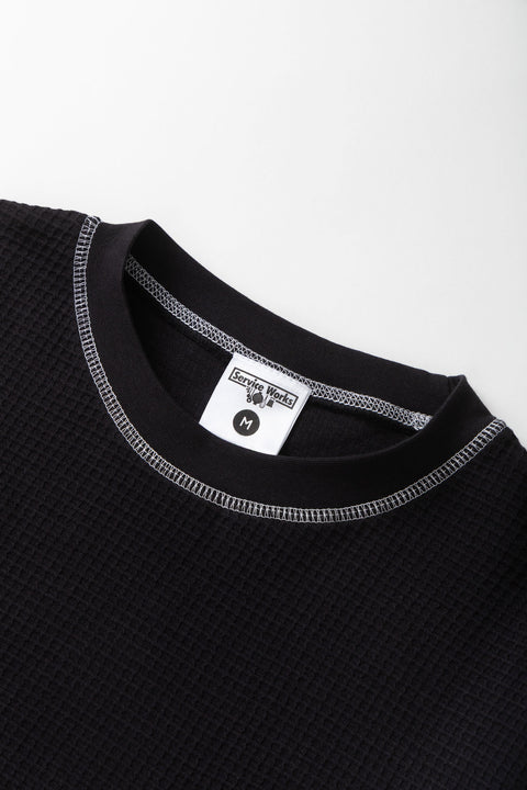 Service Works: Waffle Contrast LS Tee - Black/White