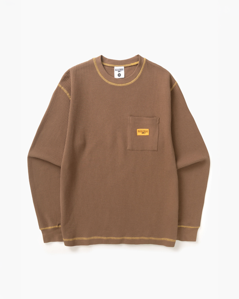 Service Works: Waffle Contrast LS Tee - Brown/Yellow