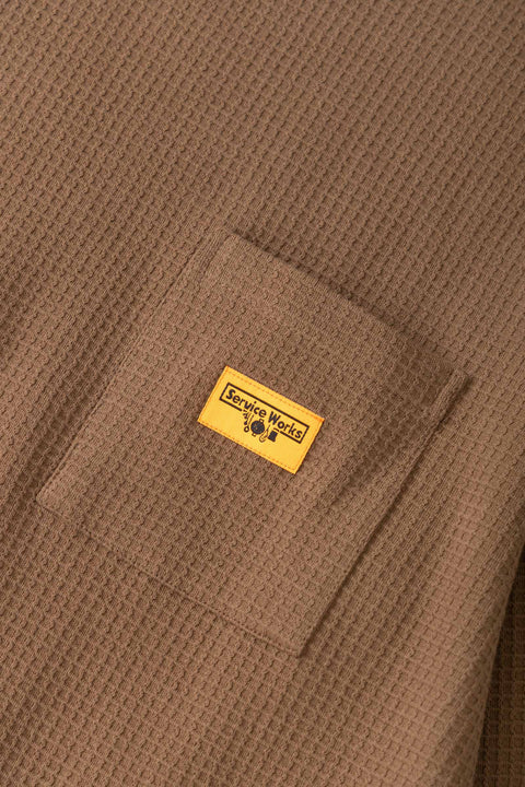 Service Works: Waffle Contrast LS Tee - Brown/Yellow