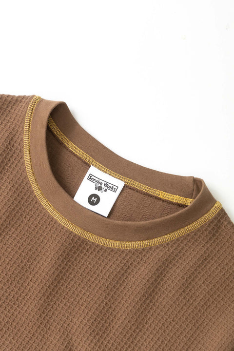 Service Works: Waffle Contrast LS Tee - Brown/Yellow