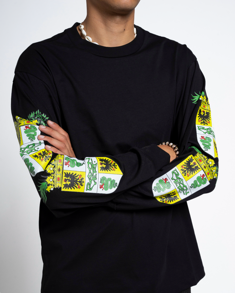 Rayon Vert: Coat of Arms LS Tee - Golgotha Black
