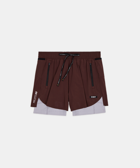 Bandit Running: Men's Vento Next Gen 2-In-1 Run Short - Cacao/Violet Fog
