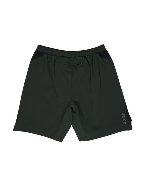 SOAR Running: Long Run Shorts - Green Grey/Black
