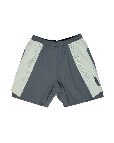SOAR Running: Long Run Shorts - Grey/Aqua Grey