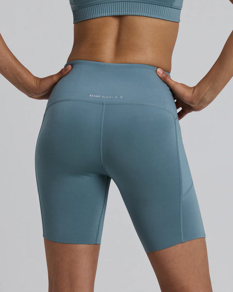 Bandit Running: Women's Stamina-V High Waist 7" Compression Short - Tranquil Blue