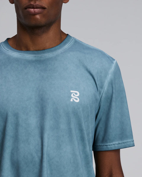 Bandit Running: Men's FrioSoft Performance Box Tee - Tranquil Blue Salt Fade