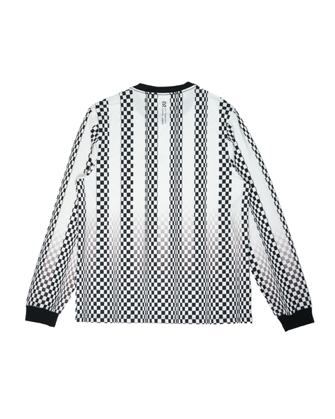 Bandit Running: Men's Micromesh Long Sleeve - Checkerboard Stripe