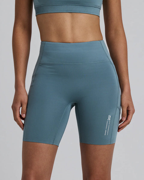 Bandit Running: Women's Stamina-V High Waist 7" Compression Short - Tranquil Blue