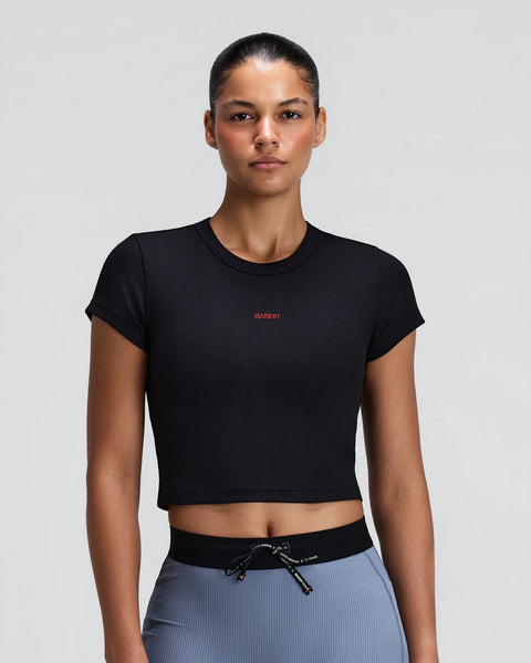 Bandit Running: Women's Vituccia Cropped Performance Tee - Black