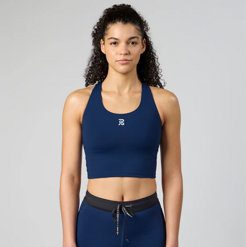 Bandit Running: Stamina Scoop Neck Run Crop - NY Navy