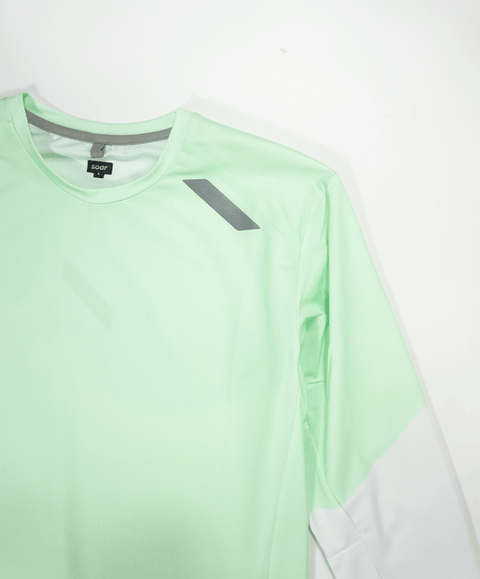 SOAR Running: Men's LS Printed Tech Tee - Green - HEATWAVE - SOAR Running: Men's LS Printed Tech Tee - Green