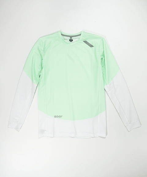 SOAR Running: Men's LS Printed Tech Tee - Green - HEATWAVE - SOAR Running: Men's LS Printed Tech Tee - Green