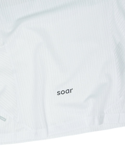 Soar Running: Women's Hot Weather Tee - White/Blue Green Stripe